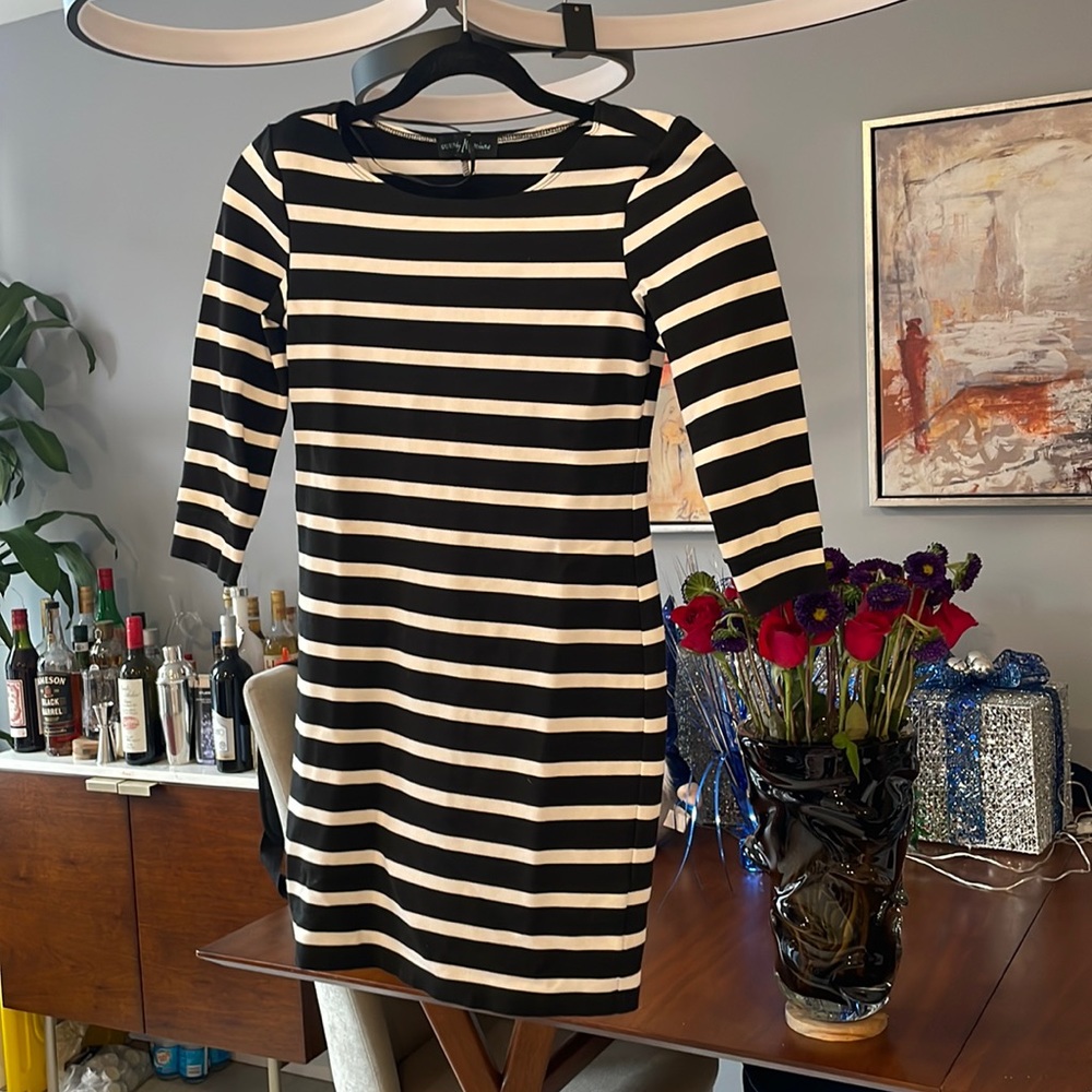 Marciano. Black and white striped mini dress. Size S.